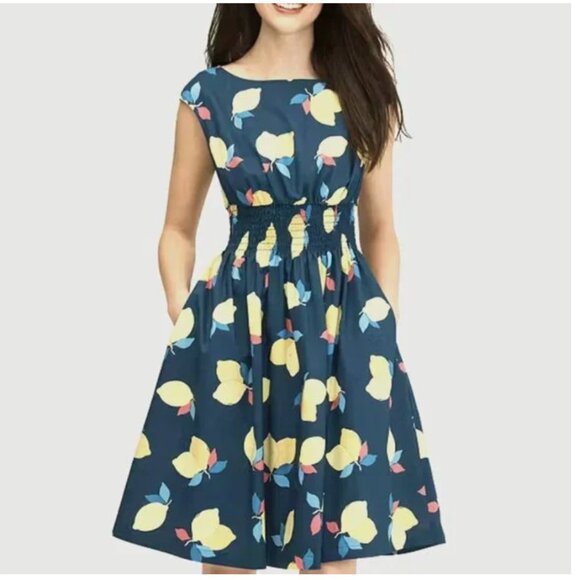 Kate Spade Lemon Zest Blaire Dress Size 8 Navy EUC - Picture 6 of 12